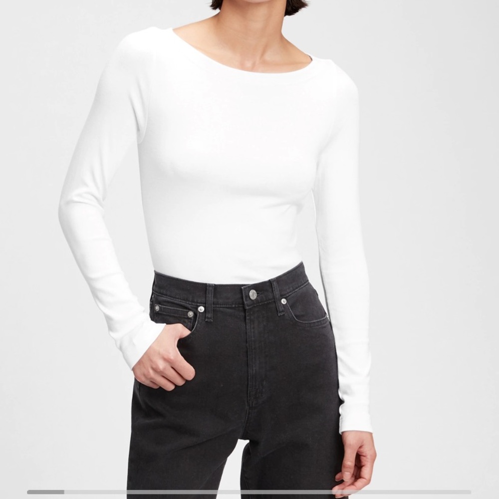 White Gap Boatneck Long Sleeve